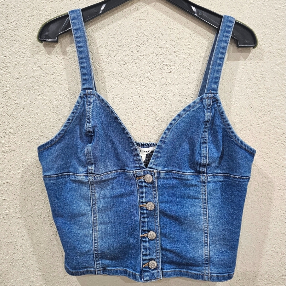 Almost Famous Denim Button-Up Tank Top